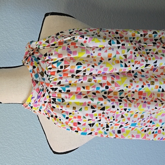 CECE Tie Neck Halter Shift Knee Length Dress in Candy Gem Multi Color Print Sz 8 - Picture 7 of 10